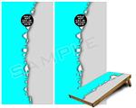 Cornhole Game Board Vinyl Skin Wrap Kit - Ripped Colors Neon Teal Gray fits 24x48 game boards (GAMEBOARDS NOT INCLUDED)