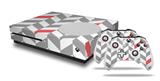 WraptorSkinz Decal Skin Wrap Set works with 2016 and newer XBOX One S Console and 2 Controllers Chevrons Gray And Coral