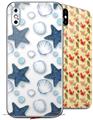 2 Decal style Skin Wraps set for Apple iPhone X and XS Starfish and Sea Shells White
