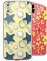2 Decal style Skin Wraps set for Apple iPhone X and XS Starfish and Sea Shells Yellow Sunshine