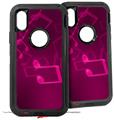 2x Decal style Skin Wrap Set compatible with Otterbox Defender iPhone X and Xs Case - Bokeh Music Hot Pink (CASE NOT INCLUDED)
