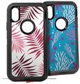2x Decal style Skin Wrap Set compatible with Otterbox Defender iPhone X and Xs Case - Palms 02 Red (CASE NOT INCLUDED)