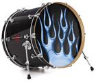 Decal Skin works with most 24" Bass Kick Drum Heads Metal Flames Blue - DRUM HEAD NOT INCLUDED