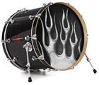 Decal Skin works with most 24" Bass Kick Drum Heads Metal Flames Chrome - DRUM HEAD NOT INCLUDED