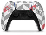 WraptorSkinz Skin Wrap compatible with the Sony PS5 DualSense Controller Chevrons Gray And Coral (CONTROLLER NOT INCLUDED)