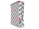 Chevrons Gray And Coral Decal Style Skin for XBOX 360 Slim Vertical