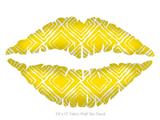 Wavey Yellow - Kissing Lips Fabric Wall Skin Decal measures 24x15 inches