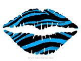 Zebra Blue - Kissing Lips Fabric Wall Skin Decal measures 24x15 inches