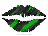 Jagged Camo Green - Kissing Lips Fabric Wall Skin Decal measures 24x15 inches