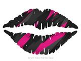 Jagged Camo Hot Pink - Kissing Lips Fabric Wall Skin Decal measures 24x15 inches