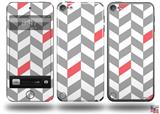 Chevrons Gray And Coral Decal Style Vinyl Skin - fits Apple iPod Touch 5G (IPOD NOT INCLUDED)