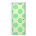 Kearas Polka Dots Green On Cream Door Skin (fits doors up to 34x84 inches)