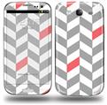 Chevrons Gray And Coral - Decal Style Skin (fits Samsung Galaxy S III S3)